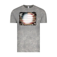 Cloud Rock American Flag Cowhide Leopard Bleach Effect Vintage Tee - CowCowDesign