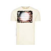 Vintage Arctic American Flag Cowhide Leopard Bleach Effect Vintage Tee - CowCowDesign