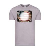 Vintage Zinc American Flag Cowhide Leopard Bleach Effect Vintage Tee - CowCowDesign