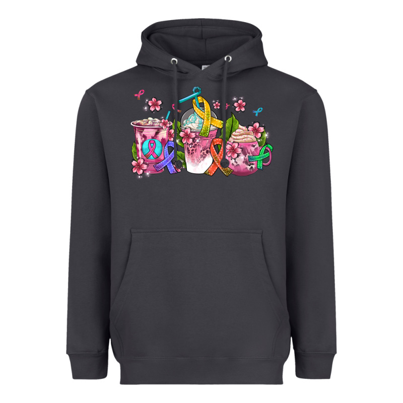 Western Cancer  Coffee Cups With Ribbons Heavyweight Hoodie by AdoDesignShop | Teevron