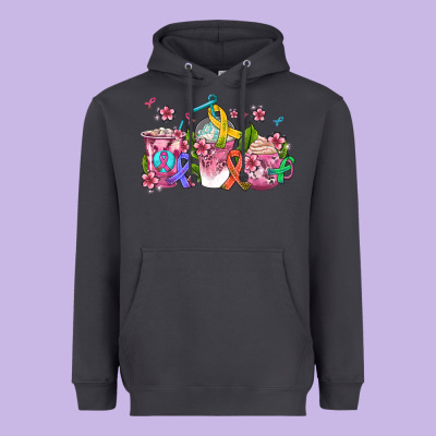 Western Cancer  Coffee Cups With Ribbons Heavyweight Hoodie Designed By Adodesignshop