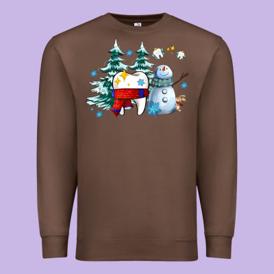 Dental Christmas Teeth And Winter With Snowman Premium Sweatshirt Designed By Adodesignshop