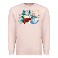 Pale Pink dental christmas teeth and winter with snowman Premium Sweatshirt - AdoDesignShop