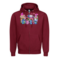 Burgundy stitch with lilo coffee cups Zipper Hoodie - AdoDesignShop
