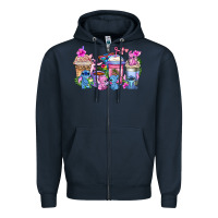 Navy stitch with lilo coffee cups Zipper Hoodie - AdoDesignShop