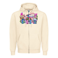 Sandshell stitch with lilo coffee cups Zipper Hoodie - AdoDesignShop