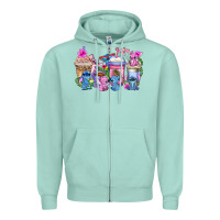 Seafoam stitch with lilo coffee cups Zipper Hoodie - AdoDesignShop