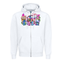 White stitch with lilo coffee cups Zipper Hoodie - AdoDesignShop