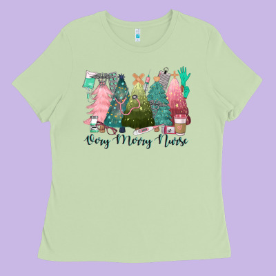 Verry Merry Nurse Ladies Tee Designed By Cowgirlartshop
