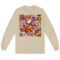 Mushroom christmas coffee cups ornaments and lights with diamond plaid seamless Long Sleeve Tee - BundleAndBundleShop