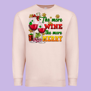 The More Wine The More Merry Premium Sweatshirt Designed By Adodesignshop