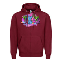 Burgundy aloha stitch Zipper Hoodie - AdoDesignShop