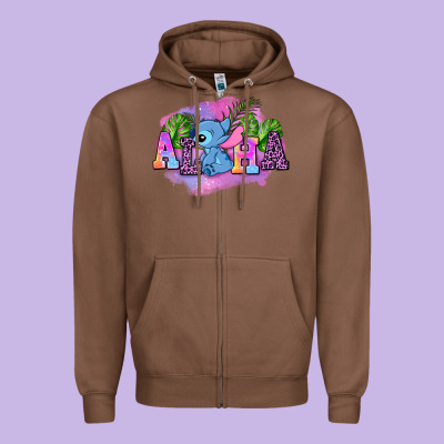 Aloha Stitch Zipper Hoodie Designed By Adodesignshop