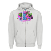 Dove Grey aloha stitch Zipper Hoodie - AdoDesignShop