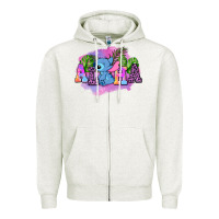 Oatmeal Heather aloha stitch Zipper Hoodie - AdoDesignShop
