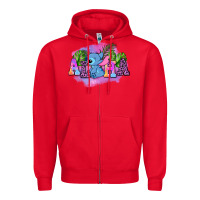 Red aloha stitch Zipper Hoodie - AdoDesignShop