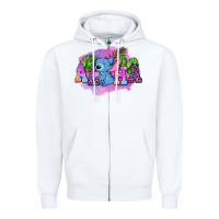 White aloha stitch Zipper Hoodie - AdoDesignShop
