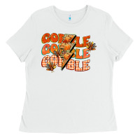 White gobble gobble gobble Ladies Tee - CowGirlArtShop