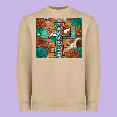Blessed Cross Heavyweight Sweatshirt Designed By Barkaloodesign