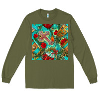 Army Green faith coffee cup and cross with leopard and roses seamless pattern bbs Long Sleeve Tee - BundleAndBundleShop