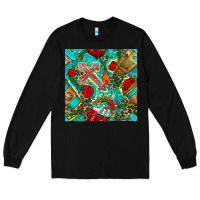 Black faith coffee cup and cross with leopard and roses seamless pattern bbs Long Sleeve Tee - BundleAndBundleShop