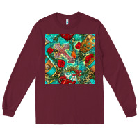 Burgundy faith coffee cup and cross with leopard and roses seamless pattern bbs Long Sleeve Tee - BundleAndBundleShop