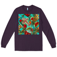 Plum faith coffee cup and cross with leopard and roses seamless pattern bbs Long Sleeve Tee - BundleAndBundleShop