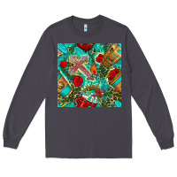 Smoke faith coffee cup and cross with leopard and roses seamless pattern bbs Long Sleeve Tee - BundleAndBundleShop