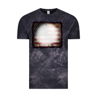 Cloud Black America Wood Flag with bBeach Effect Vintage Tee - CowCowDesign