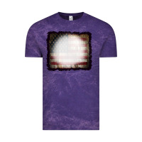 Cloud Purple America Wood Flag with bBeach Effect Vintage Tee - CowCowDesign