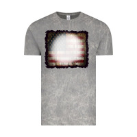 Cloud Rock America Wood Flag with bBeach Effect Vintage Tee - CowCowDesign