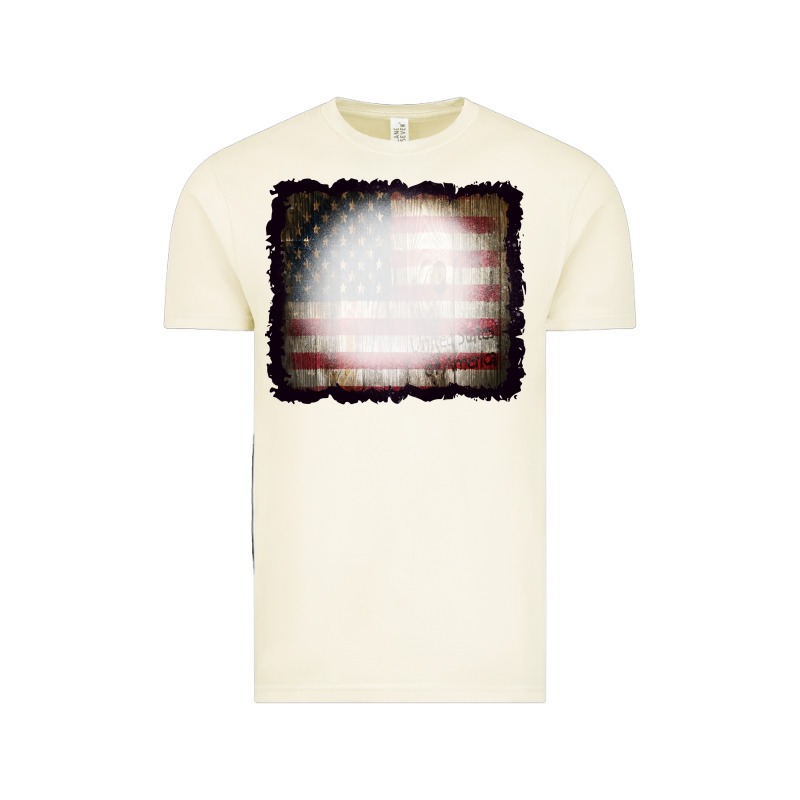 America Wood Flag With Bbeach Effect Vintage Tee by CowCowDesign | Teevron