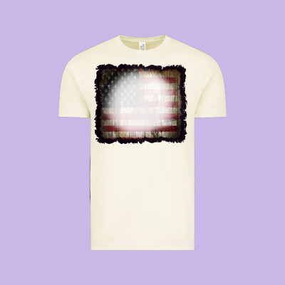 America Wood Flag With Bbeach Effect Vintage Tee Designed By Cowcowdesign