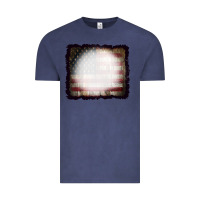 Vintage Denim America Wood Flag with bBeach Effect Vintage Tee - CowCowDesign