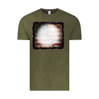 Vintage Olive America Wood Flag with bBeach Effect Vintage Tee - CowCowDesign