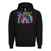 Black stitch and lilo rainbow Zipper Hoodie - AdoDesignShop
