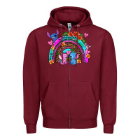 Burgundy stitch and lilo rainbow Zipper Hoodie - AdoDesignShop