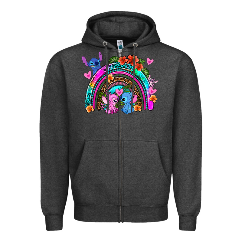 Stitch And Lilo Rainbow Zipper Hoodie by AdoDesignShop | Teevron