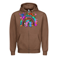 Chestnut stitch and lilo rainbow Zipper Hoodie - AdoDesignShop