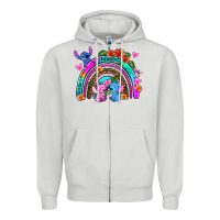 Dove Grey stitch and lilo rainbow Zipper Hoodie - AdoDesignShop