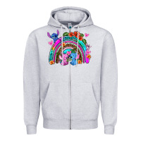 Heather Grey stitch and lilo rainbow Zipper Hoodie - AdoDesignShop