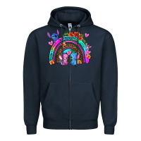 Navy stitch and lilo rainbow Zipper Hoodie - AdoDesignShop