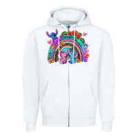 White stitch and lilo rainbow Zipper Hoodie - AdoDesignShop