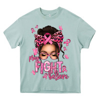 Arona pray fight believe breast cancer afro messy bun Heavy Core Tee - texasbilliewilder