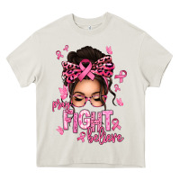 Cream pray fight believe breast cancer afro messy bun Heavy Core Tee - texasbilliewilder