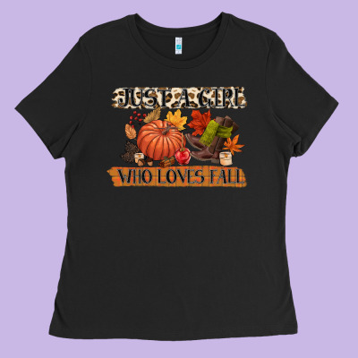 Just A Girl Who Loves Fall Ladies Tee Designed By Cowgirlartshop