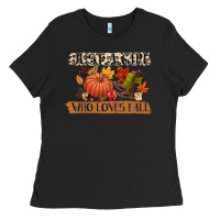 Black just a girl who loves fall Ladies Tee - CowGirlArtShop