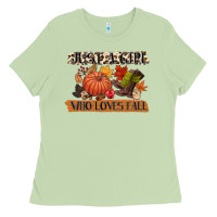 Matcha just a girl who loves fall Ladies Tee - CowGirlArtShop