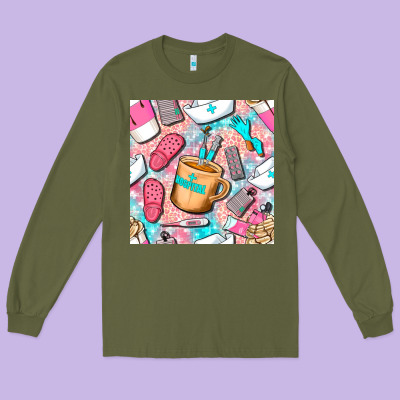 Hospital Nurse Coffee Cups With Leopard Seamless Pattern Bbs Long Sleeve Tee Designed By Bundleandbundleshop