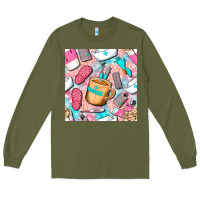 Army Green hospital nurse coffee cups with leopard seamless pattern bbs Long Sleeve Tee - BundleAndBundleShop